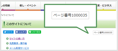 ページタイトルの下に掲載されているページ番号を示した図